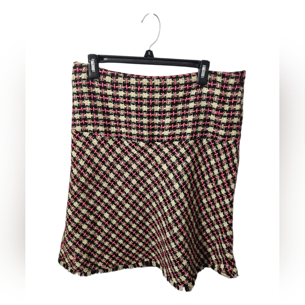 Pink And Black Silk Plaid Skirt